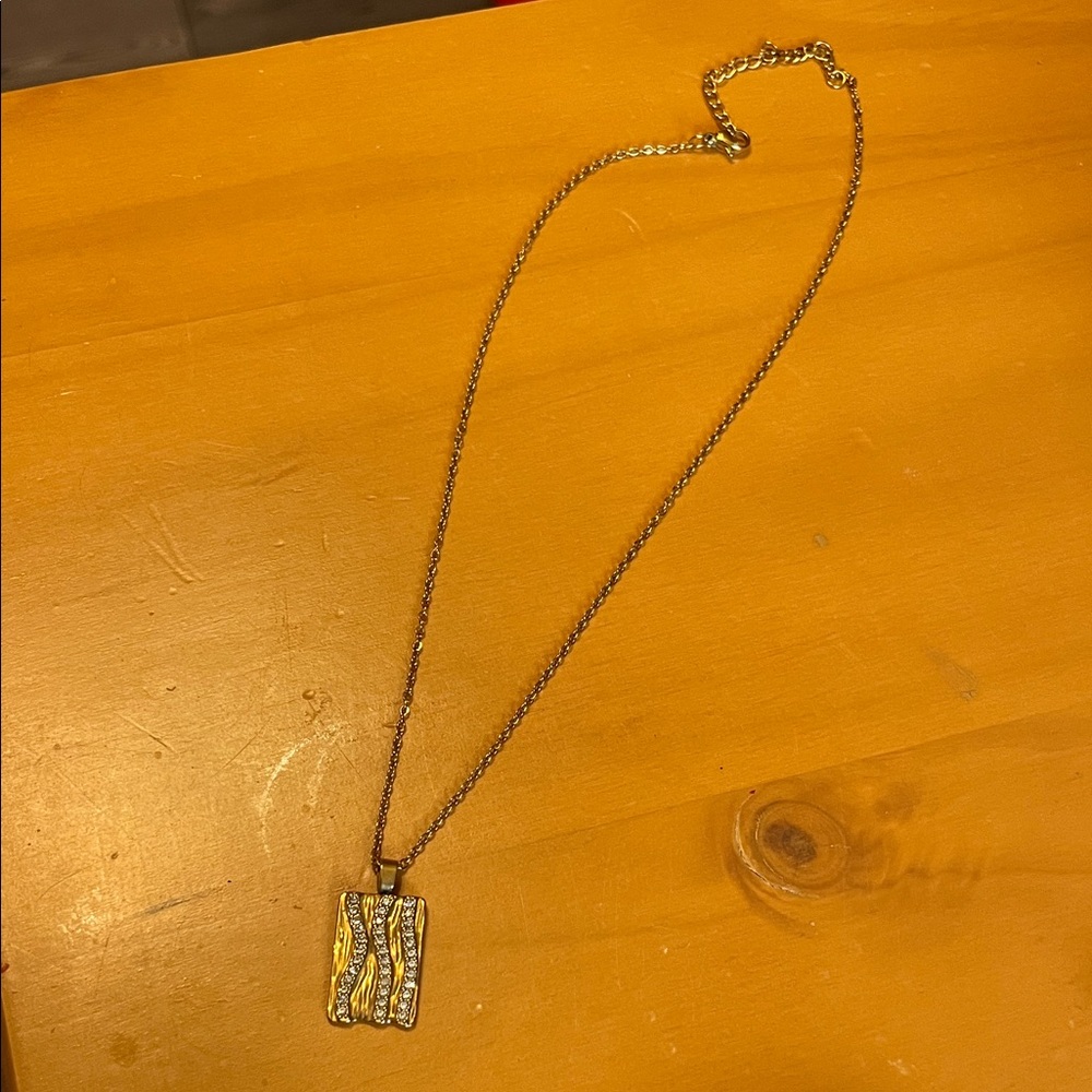 Gold and Crystal Pendant Necklace